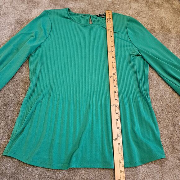 Adrianna Papell Irish Green Size Medium M Ribbed Pleated Blouse Polyester - Picture 9 of 11